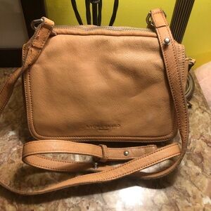 Anthropologie Liebeskind Apricot all Leather Tri-Compartment Crossbody
